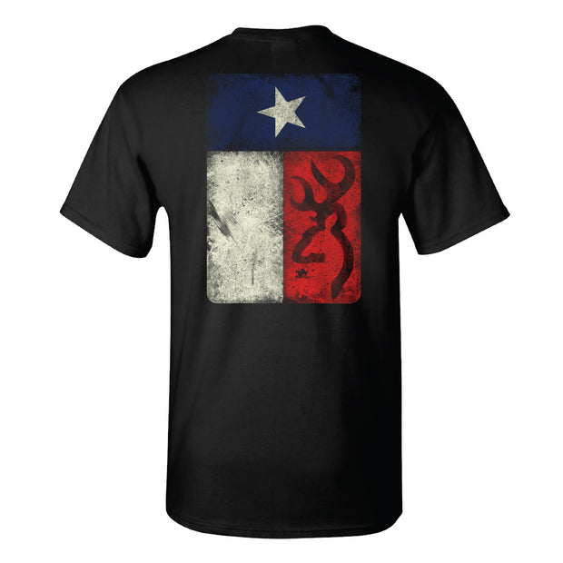 DISTRESSED TX FLG SHIRT, BLACK,2XL